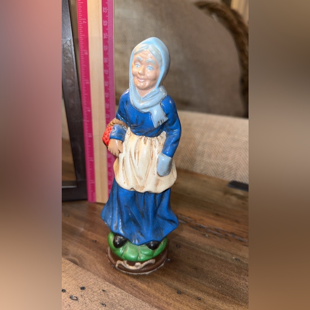 Vintage farmer woman lady trinket figurine